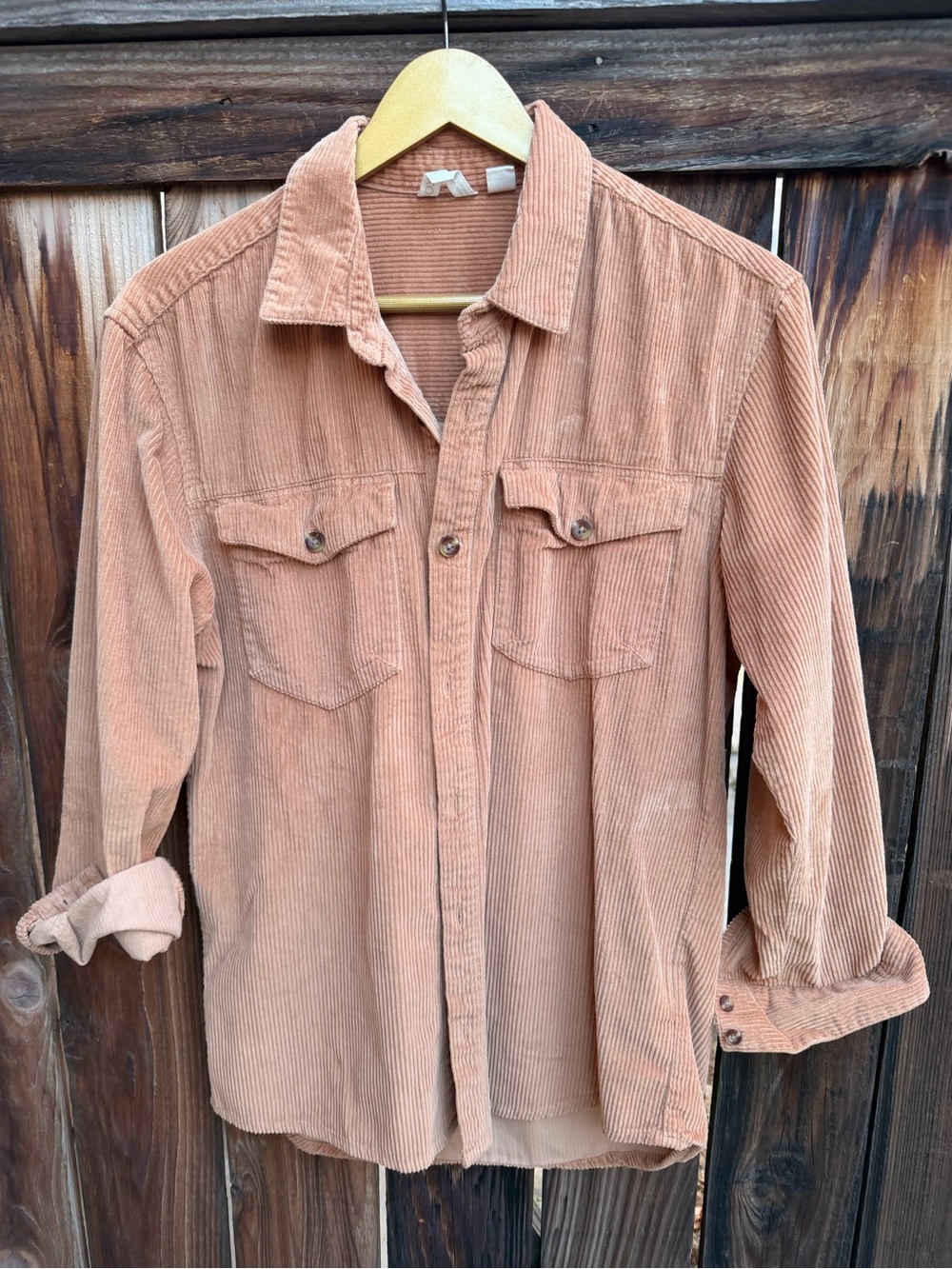Roxy Terracotta Corduroy Long Sleeve Button Down Shacket Blouse Top XS